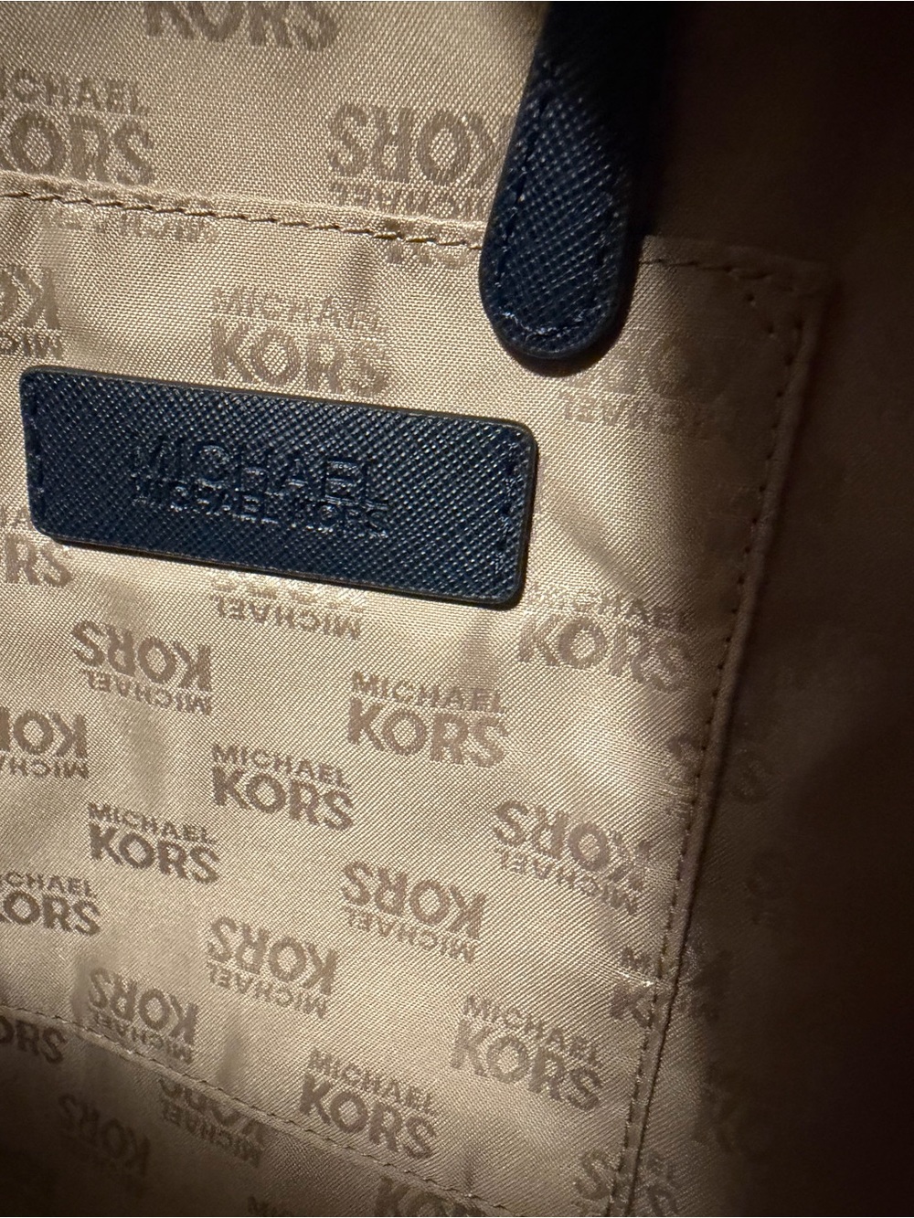 Michael Kors Blue Denim Tote with Gold MK Charm - Picture 7 of 7